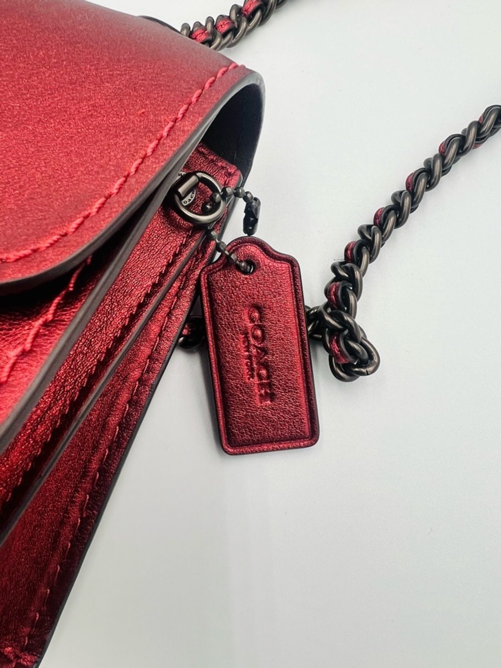Coach Parker 18 Metallic Red Crossbody - Picture 5 of 9
